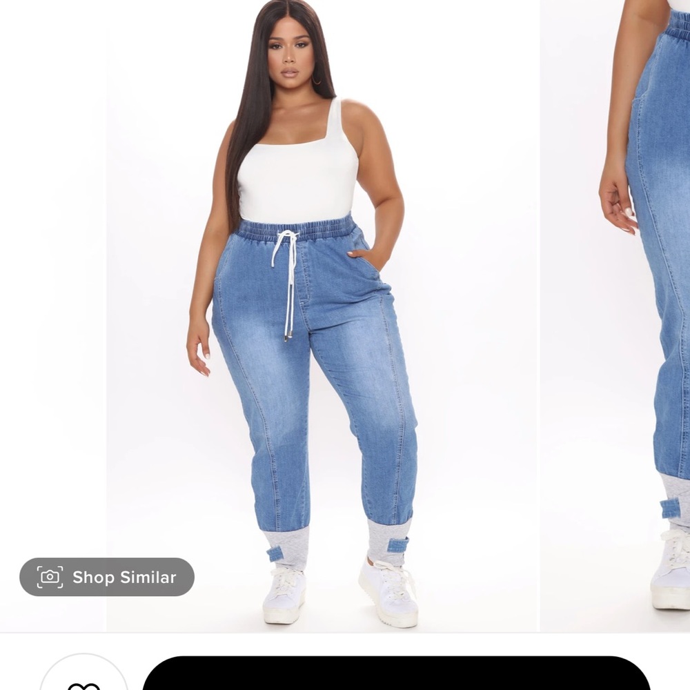 Medium wash jean joggers